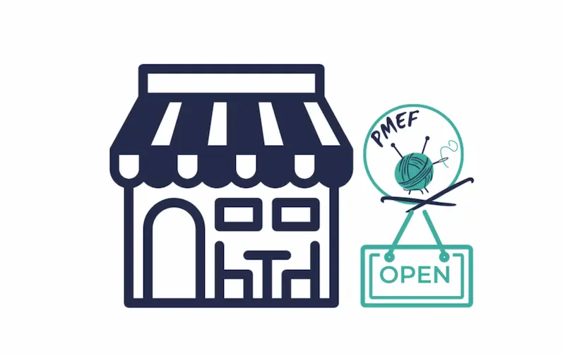 vitrine de créations PMEF avec fils et aiguilles EI Desfossez Christine marque Petites Mains En Folie